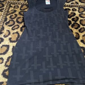 Drop dead inverted cross stretch mini dress medium